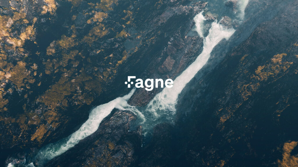 Heimdall with Fagne logo on waterfall