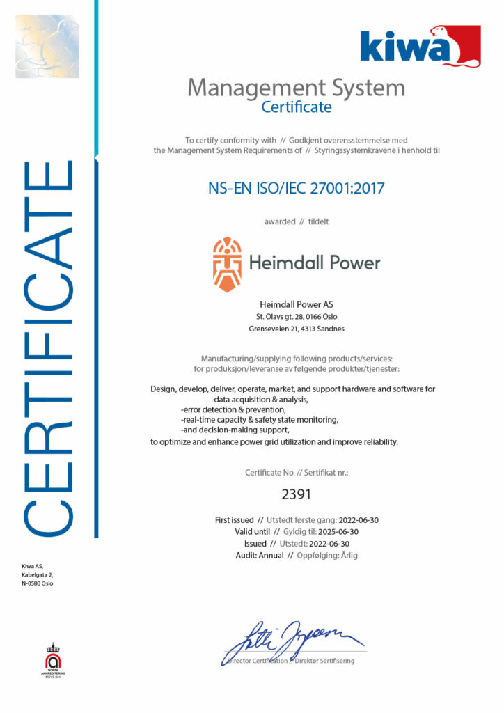 Sertifikat Heimdall Power 27001